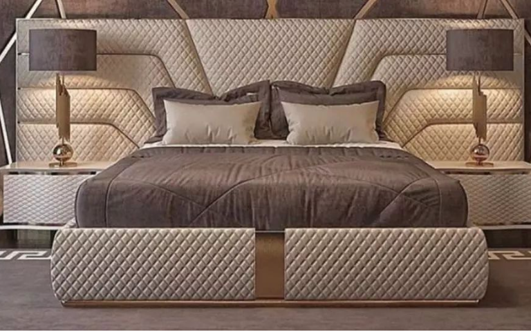 Royal bed set with two bed side