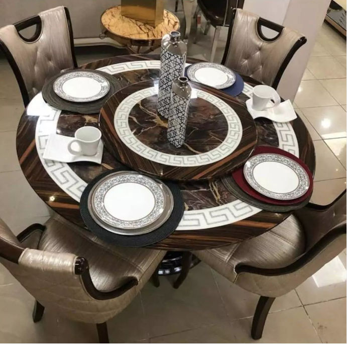 marble dinning set, by four seaters